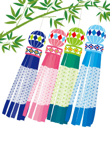 ilustrações, clipart, desenhos animados e ícones de festival japonês sendai tanabata - kusudama