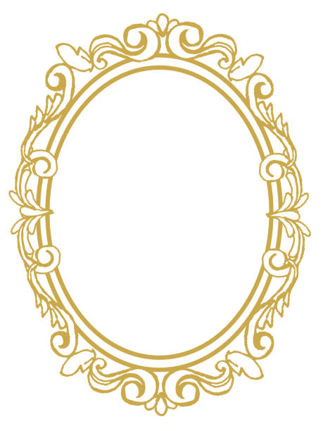 장식이 있는 황금 프레임 - 손거울 stock illustrations