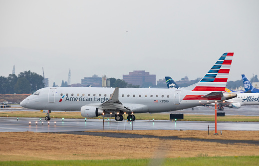30 October 2023 Newark NJ USA. United Airlines passenger aircraft on runway preparing for takeoff at Newark International Airport EWR