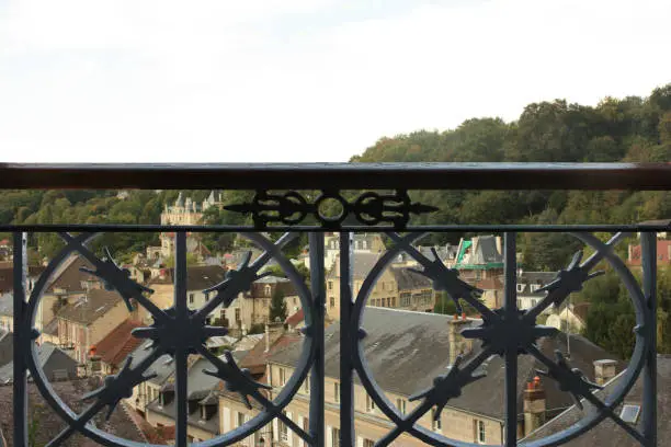 View of the town of Pierrefonds through a balcony  Municipality of Oise France