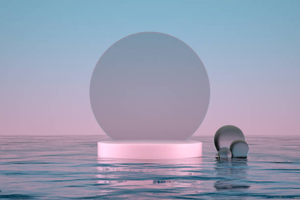 istock 3D Empty Product Stand, Platform, Podium on the Sea 1293969570