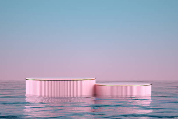 istock 3D Empty Product Stand, Platform, Podium on the Sea 1293969643