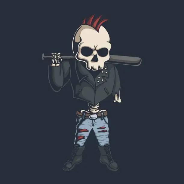 Vector illustration of Punk skull illustration