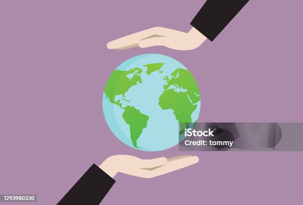 Two Hands Holding An Earth Symbol Stock Illustration - Download Image Now - Planet - Space, Planet Earth, Dirt