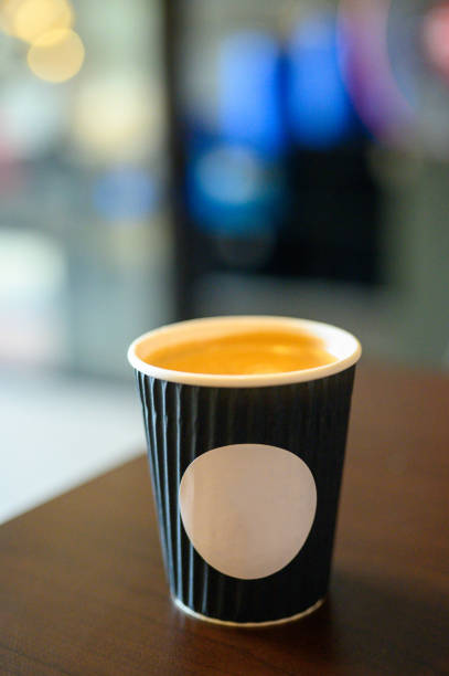 Hot coffee in brown cup