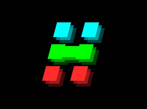 istock Rgb color font logo,  H letter vector desing.Dynamic split red, green, blue color on black background. For social media,design elements, creative poster, web template and more 1293984331