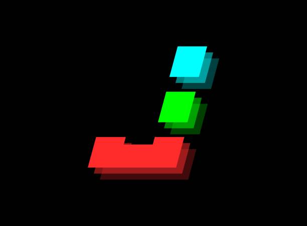 istock Rgb color font logo,  J letter vector desing.Dynamic split red, green, blue color on black background. For social media,design elements, creative poster, web template and more 1293984348