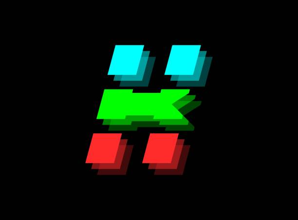 istock Rgb color font logo,  K letter vector desing.Dynamic split red, green, blue color on black background. For social media,design elements, creative poster, web template and more 1293984354