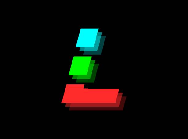 istock Rgb color font logo,  L letter vector desing.Dynamic split red, green, blue color on black background. For social media,design elements, creative poster, web template and more 1293984356
