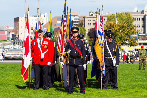 Victoria British Columbia Canada Sept. 24, 2017:The British Columbia Law Enforcement Memorial Service annual march in full uniform.