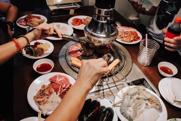 traditional korean barbecue or gogi-gui - asia cooked food gourmet imagens e fotografias de stock