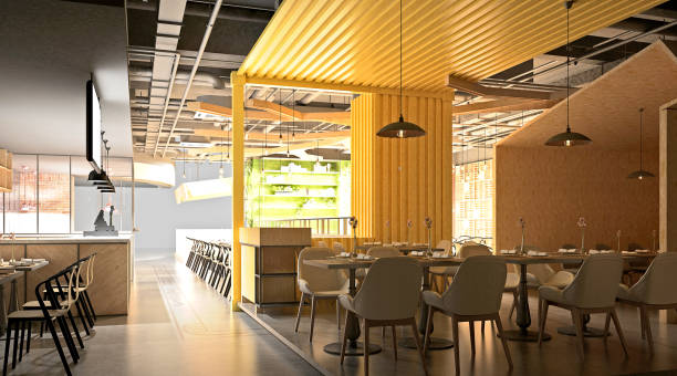 istock 3d render of cafe restaurant interior 1293989470