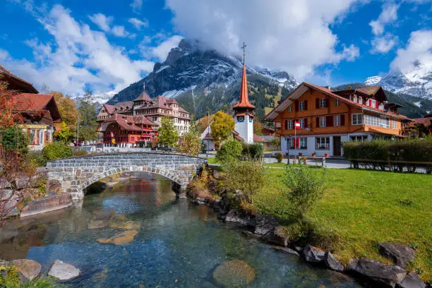 Village Kandersteg (Switzerland) and the mountain Dundenhorn