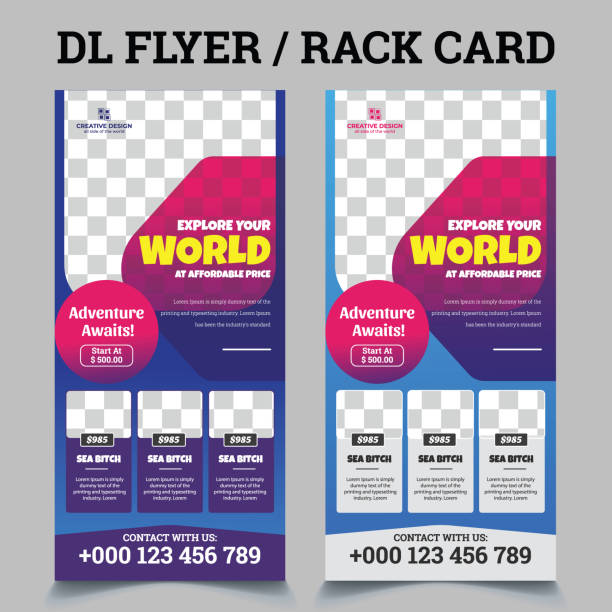 Corporate Travel Postcard Rack-card DL Flyer Design., Travel dl flyer / Rack card Corporate Travel Postcard Rack-card DL Flyer Design., Travel dl flyer / Rack card indesign templates stock illustrations