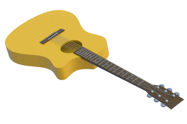 istock One vintage guitars isolated on white background. 3d rendering 1293996934