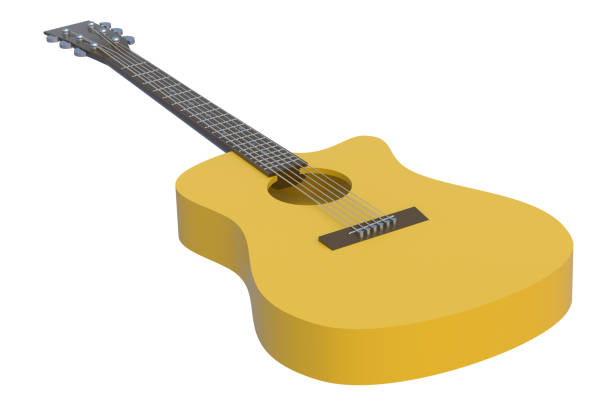 istock One vintage guitar isolated on white background. 3d rendering 1293997083