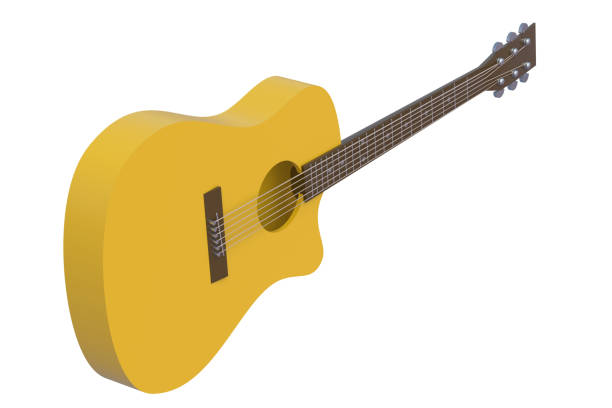istock One vintage guitar isolated on white background. 3d rendering 1293997463
