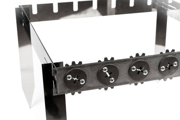 istock Vertical barbecue grill. Steel black on white background isolated 1293998383