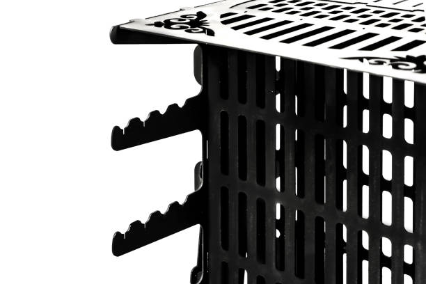 istock Vertical barbecue grill. Steel black on white background isolated 1293998392