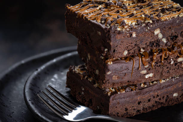 istock Chocolate Brownies Stacked on a Plate 1293999212
