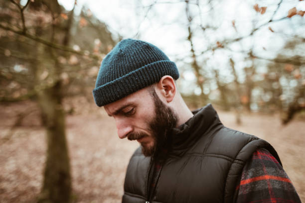 istock lumberjack man with knit hat in a wild nature 1294006209