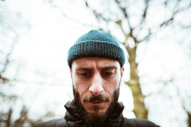 istock lumberjack man with knit hat in a wild nature 1294006232