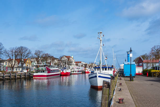 istock Fishing boats in spring time in Warnemuende, Germany 1294007793