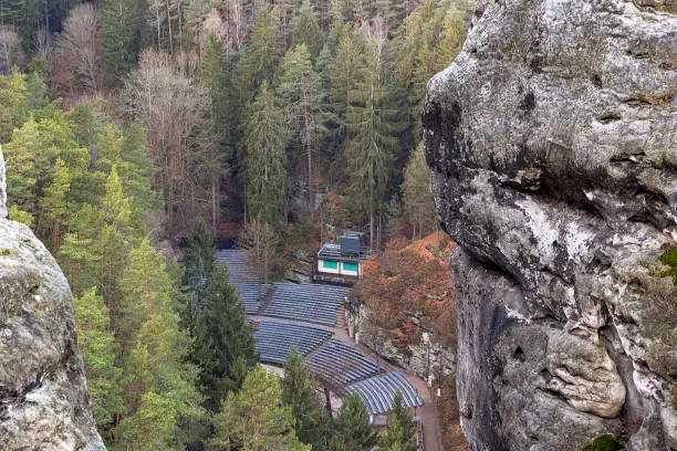 Open-air stage between rocks at the Bastion