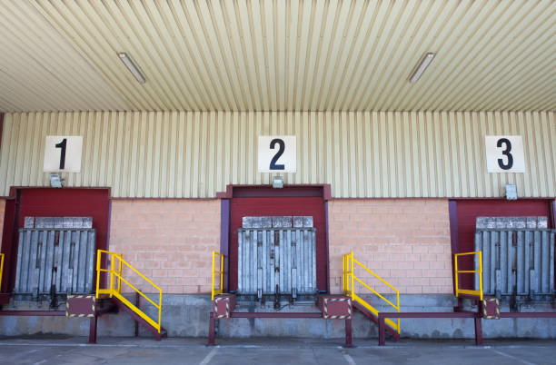 istock Truck loading docks at commercial building 1294009077