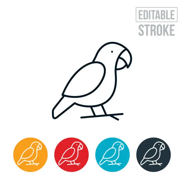 Vector illustration of Parrot Thin Line Icon - Editable Stroke