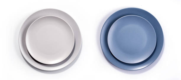 istock Grey and Navy Blue Dish Sets isolated on white 1294015641