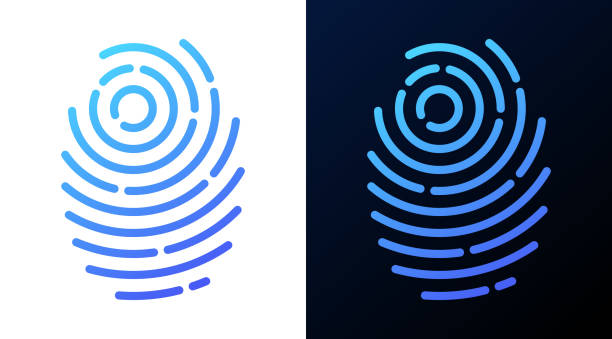 illustrations, cliparts, dessins animés et icônes de symbole de ligne d’empreinte digitale - fingerprint scanner