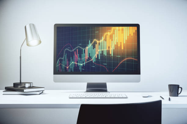 istock Abstract creative financial graph on modern laptop screen, forex and investment concept. 3D Rendering 1294022003