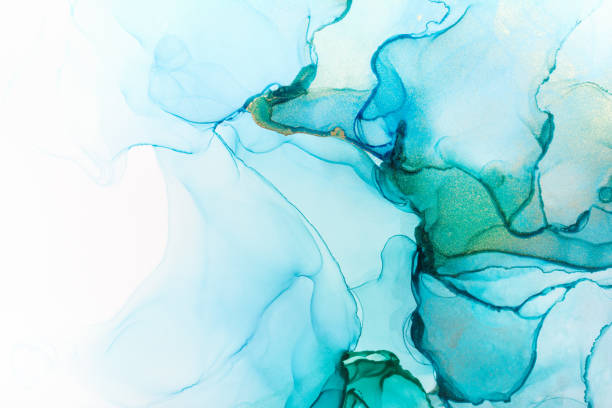 istock Closeup of blue and green alcohol ink abstract texture 1294023697