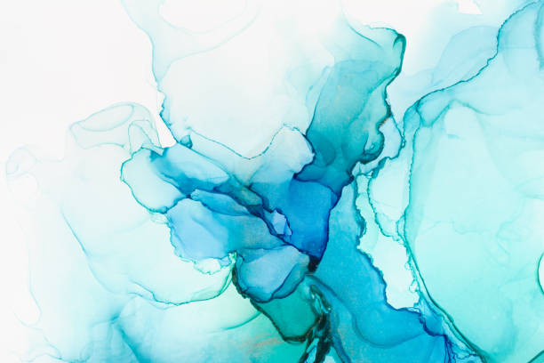 istock Closeup of blue and green alcohol ink abstract texture 1294023721