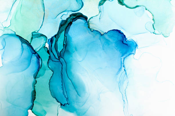istock Closeup of blue and green alcohol ink abstract texture 1294023723