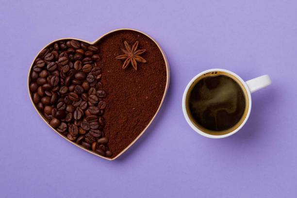 istock Decorative coffee heart and cup of coffee. 1294028067