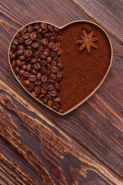 istock Heart made of raw and instant coffee. 1294028486