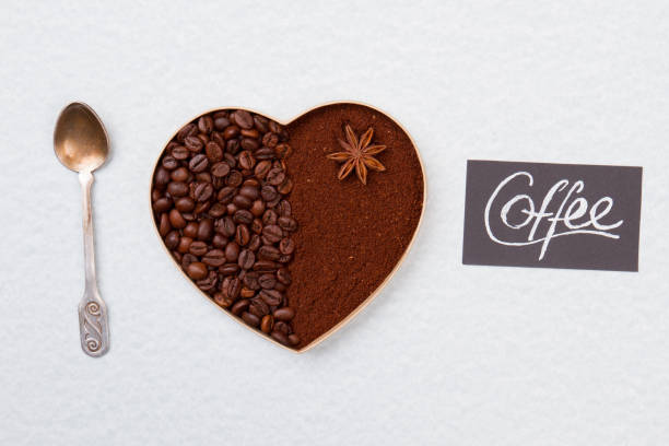 istock Coffee beans and instant coffee in a shape of heart. 1294028543