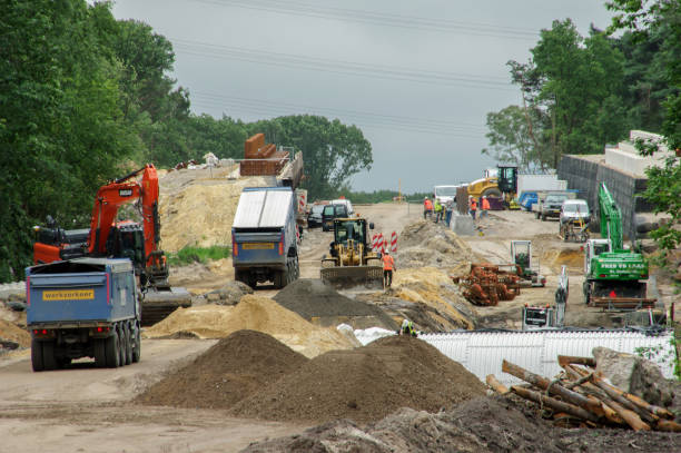 budowa drogi nowej autostrady - construction machinery machine industrial equipment grader zdjęcia i obrazy z banku zdjęć