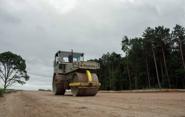 budowa drogi nowej autostrady - construction machinery machine industrial equipment grader zdjęcia i obrazy z banku zdjęć