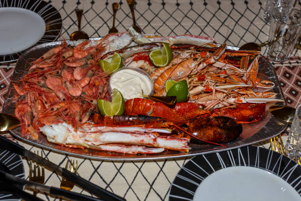 istock Close up view of shellfish dish on table served for dinner. 1294039616