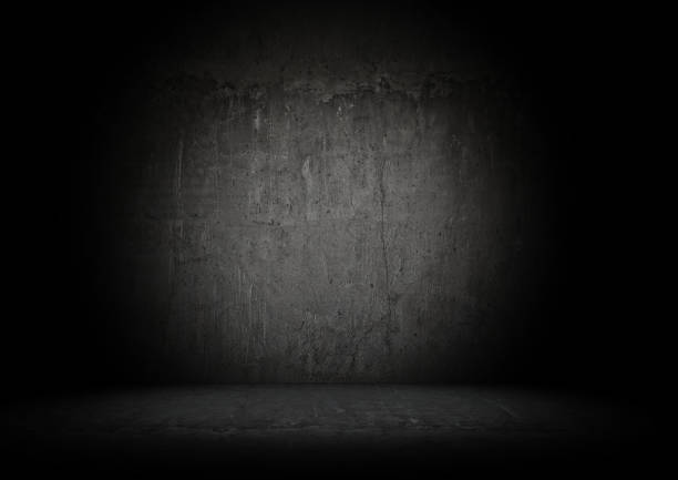 istock Front view of concrete wall and floor with cracks and aged texture wallpaper 3d rendering 1294044166