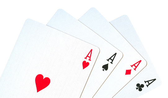 Four aces isolated on white background - (Clipping path incuded)