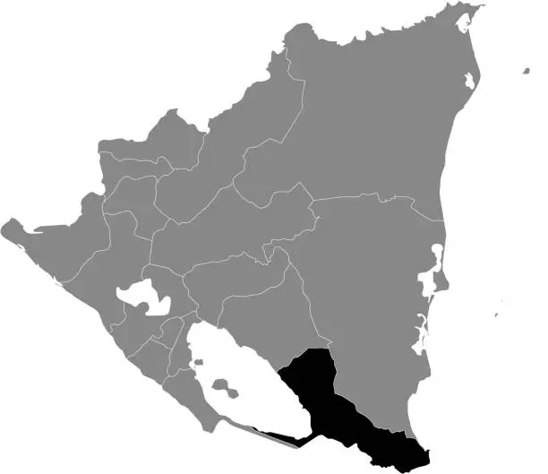 Vector illustration of Location map of Río San Juan department
