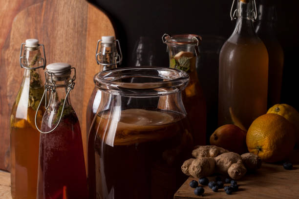 istock Kombucha- healthy natural probiotic flavored drink 1294049953