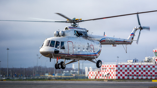 Mil Mi-8 Hip, RA-24419, landing Runway 10L. Pulkovo International Airport, Saint-Petersburg, Russia. 04 November 2020