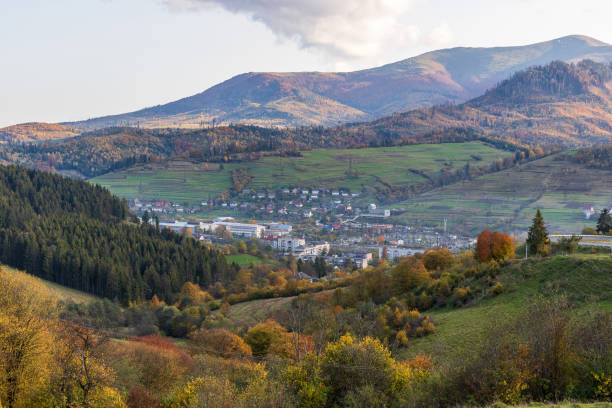istock A small village located in a mountain valley. 1294054081