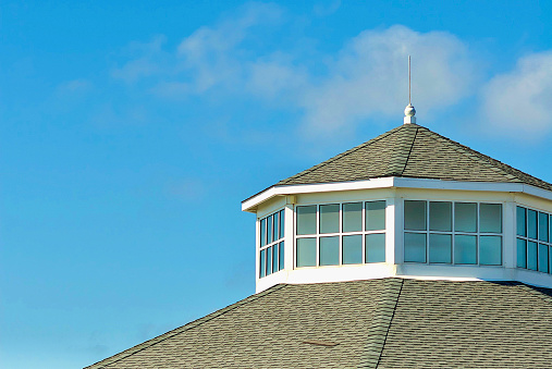Rehoboth Beach, Delaware, USA - September 17, 2017: Close-up of the historic City of Rehoboth Beach Bandstand roof, built in 1963, and a local landmark on the boardwalk in this popular beach town.