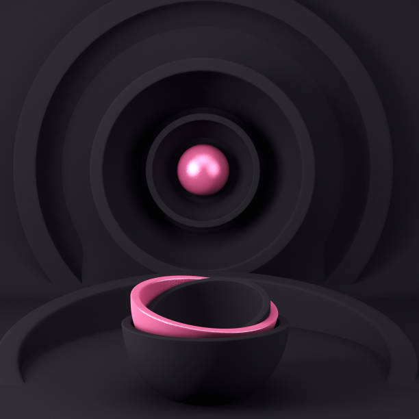 istock Spherical pink and black pedestal, 3d illustration 1294059934